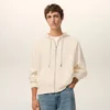 Felpa con cappuccio e zip Ami de Coeur in cotone bianco goffrato Felpa con cappuccio e zip Ami de Coeur in cotone bianco goffrato