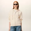 Felpa con cappuccio e zip Ami de Coeur in cotone bianco goffrato Felpa con cappuccio e zip Ami de Coeur in cotone bianco goffrato