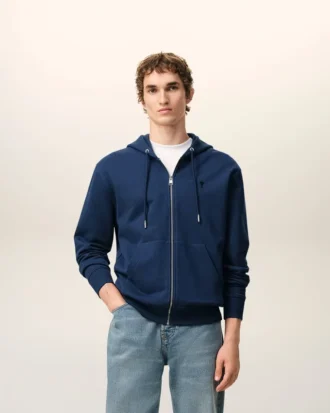 Felpa con cappuccio e zip Ami de Coeur in cotone blu
