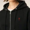 Felpa con cappuccio e zip Red Ami de Coeur in cotone nero Felpa con cappuccio e zip Red Ami de Coeur in cotone nero