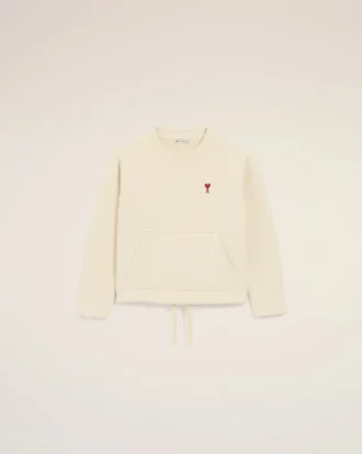 Felpa girocollo Ami de Coeur in cotone bianco