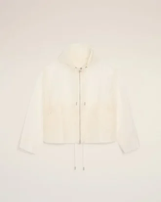 Giacca a vento in nylon bianco con zip