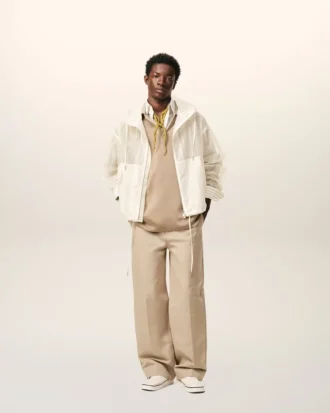 Giacca a vento in nylon bianco con zip