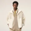 Giacca a vento in nylon bianco con zip Giacca a vento in nylon bianco con zip