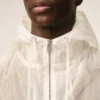 Giacca a vento in nylon bianco con zip Giacca a vento in nylon bianco con zip