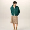 Giacca a vento in tela di cotone e nylon verde Giacca a vento in tela di cotone e nylon verde