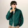 Giacca a vento in tela di cotone e nylon verde Giacca a vento in tela di cotone e nylon verde