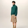 Giacca a vento in tela di cotone e nylon verde Giacca a vento in tela di cotone e nylon verde