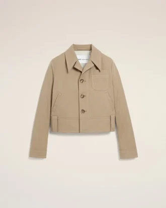 Giacca abbottonata in cotone beige