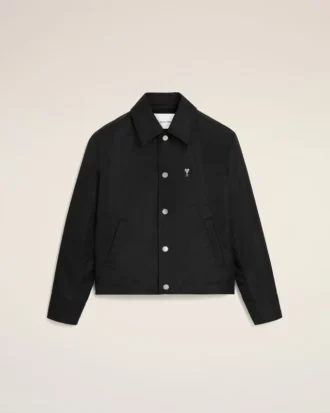 Giacca Ami de Coeur in nylon nero con bottoni a pressione