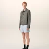 Giacca Ami de Coeur in pelle di capra grigia con bottoni Giacca Ami de Coeur in pelle di capra grigia con bottoni