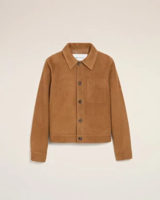 Giacca Ami de Coeur in pelle di capra marrone con chiusura a bottoni