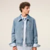 Giacca blu in cotone a contrasto con zip Ami de Coeur Giacca blu in cotone a contrasto con zip Ami de Coeur