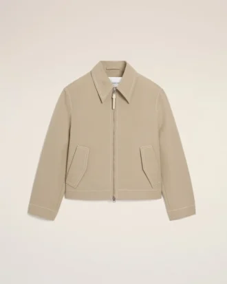 Giacca con zip in cotone beige