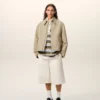 Giacca con zip in cotone beige Giacca con zip in cotone beige