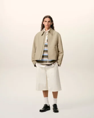 Giacca con zip in cotone beige