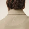Giacca con zip in cotone beige Giacca con zip in cotone beige