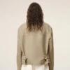Giacca con zip in cotone beige Giacca con zip in cotone beige