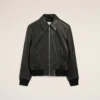 Giacca con zip in pelle di agnello nera Giacca con zip in pelle di agnello nera