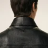Giacca con zip in pelle di agnello nera Giacca con zip in pelle di agnello nera