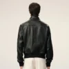 Giacca con zip in pelle di agnello nera Giacca con zip in pelle di agnello nera