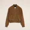 Giacca con zip in pelle marrone