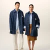 Giacca da lavoro Ami Paris Heritage Label in cotone blu Giacca da lavoro Ami Paris Heritage Label in cotone blu