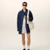 Giacca da lavoro Ami Paris Heritage Label in cotone blu Giacca da lavoro Ami Paris Heritage Label in cotone blu