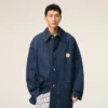 Giacca da lavoro Ami Paris Heritage Label in cotone blu Giacca da lavoro Ami Paris Heritage Label in cotone blu