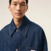 Giacca da lavoro Ami Paris Heritage Label in cotone blu Giacca da lavoro Ami Paris Heritage Label in cotone blu