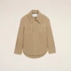 Giacca da lavoro in cotone beige con bottoni
