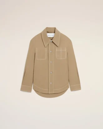 Giacca da lavoro in cotone beige con bottoni