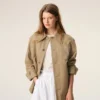 Giacca da lavoro in cotone beige con bottoni