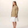 Giacca da lavoro in cotone beige con bottoni