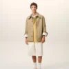 Giacca da lavoro in cotone beige con bottoni