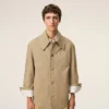 Giacca da lavoro in cotone beige con bottoni