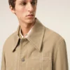 Giacca da lavoro in cotone beige con bottoni