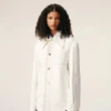 Giacca da lavoro in cotone bianco con bottoni Giacca da lavoro in cotone bianco con bottoni