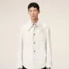 Giacca da lavoro in cotone bianco con bottoni Giacca da lavoro in cotone bianco con bottoni