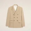 Giacca dritta doppiopetto in lana vergine beige Giacca dritta doppiopetto in lana vergine beige
