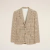 Giacca dritta in lana marrone con motivo Principe di Galles Giacca dritta in lana marrone con motivo Principe di Galles