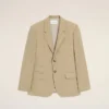 Giacca dritta monopetto in lana vergine beige Giacca dritta monopetto in lana vergine beige