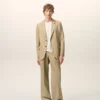 Giacca dritta monopetto in lana vergine beige Giacca dritta monopetto in lana vergine beige