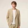 Giacca dritta monopetto in lana vergine beige Giacca dritta monopetto in lana vergine beige