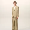 Giacca dritta monopetto in lana vergine beige Giacca dritta monopetto in lana vergine beige