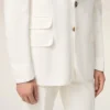 Giacca dritta monopetto in misto lino bianco Giacca dritta monopetto in misto lino bianco
