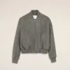 Giacca grigia in pelle di capra con zip Ami de Coeur Giacca grigia in pelle di capra con zip Ami de Coeur