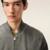 Giacca grigia in pelle di capra con zip Ami de Coeur Giacca grigia in pelle di capra con zip Ami de Coeur