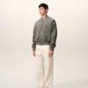 Giacca grigia in pelle di capra con zip Ami de Coeur Giacca grigia in pelle di capra con zip Ami de Coeur