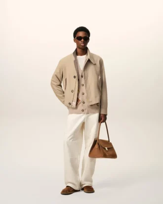 Giacca Harrington in lana vergine beige